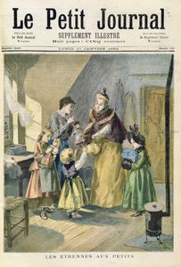 1894年1月1日の「ルプチジャーナル」のイラスト入りサプリメントの表紙からの子供たちへの新年のプレゼント（カラーリソ）